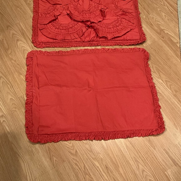 Anthropologie Rivulet Quilted 2pc standard pillow shams CORAL - Picture 9 of 10